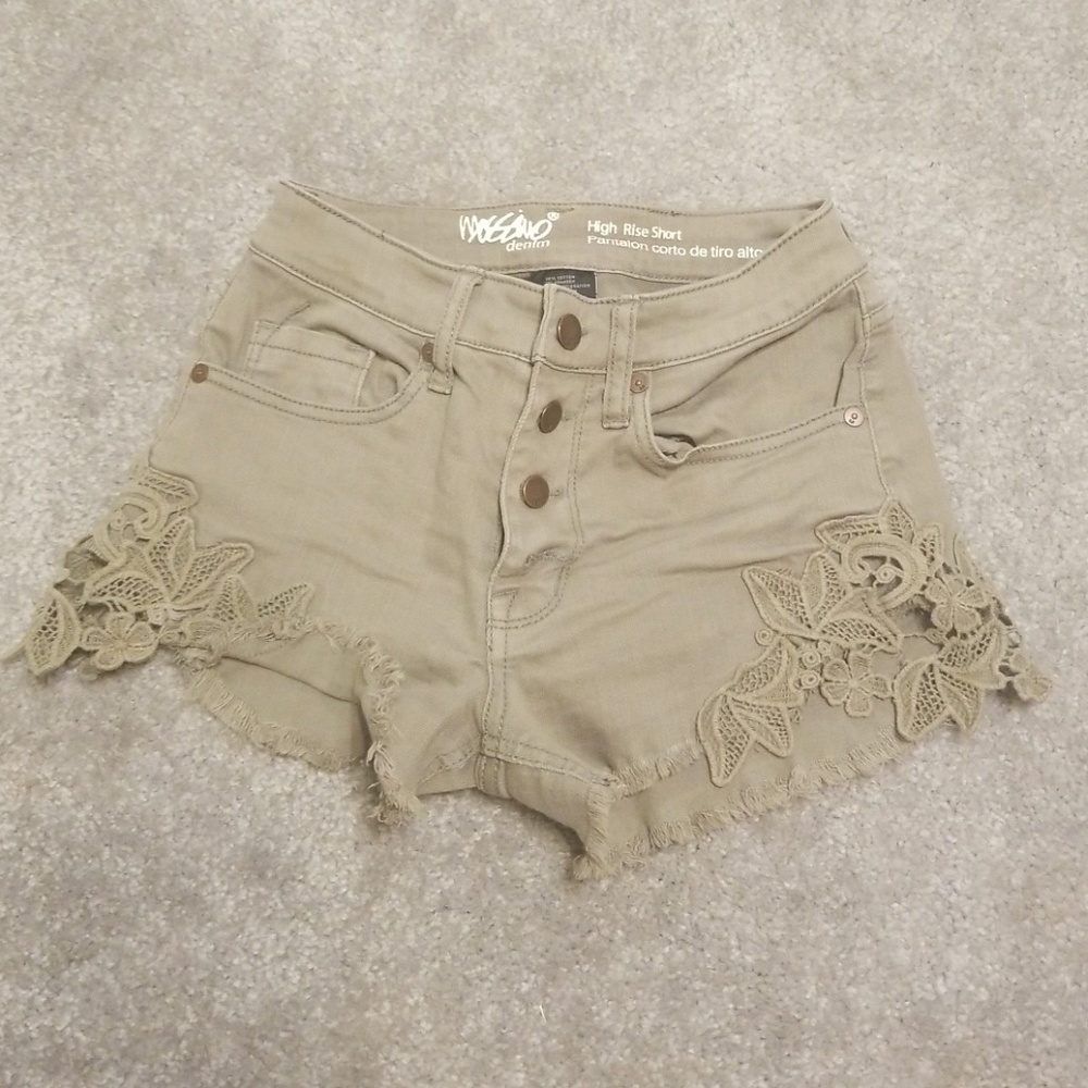 Green laced high waisted shorts